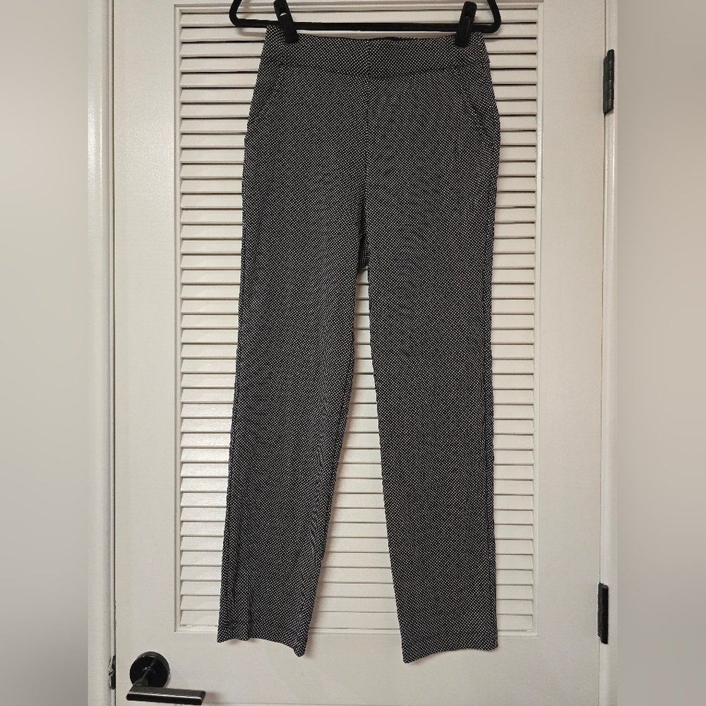 Max Studio - Black & White Polka-Dot Business Office Stretch Pants With Pockets